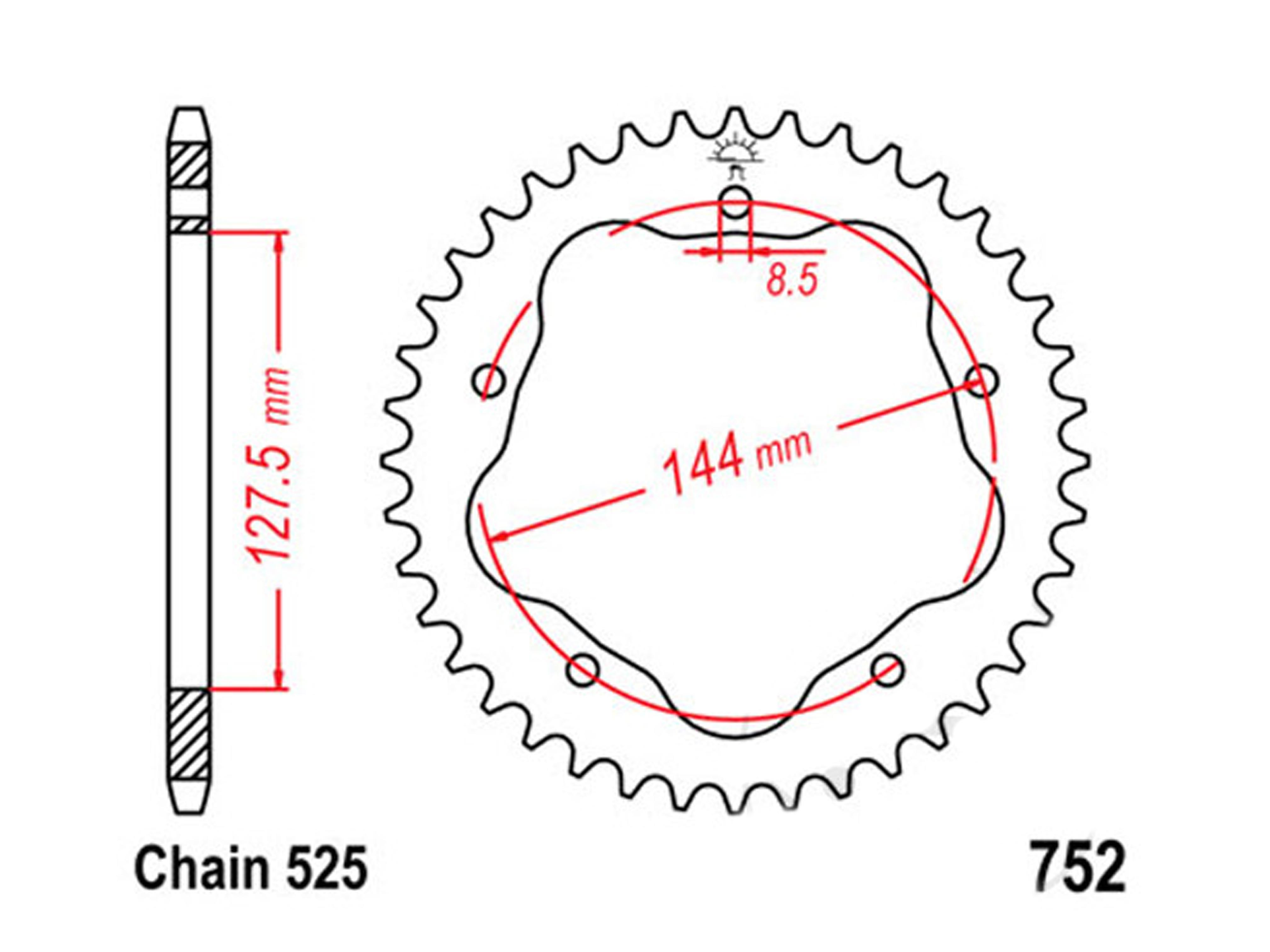 JT Kettenrad Alu 525 JTA752